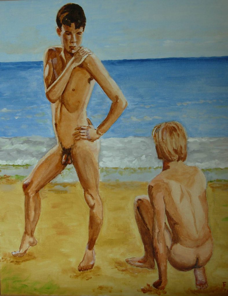 Twee jongens op het strand